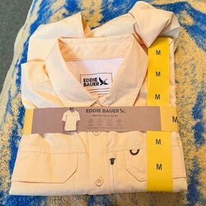Eddie Bauer men's  brand new original packaging size medium yellow text shirt